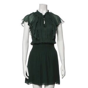 Elegant Parker Dark Green Mock Neck Mini Dress - Medium